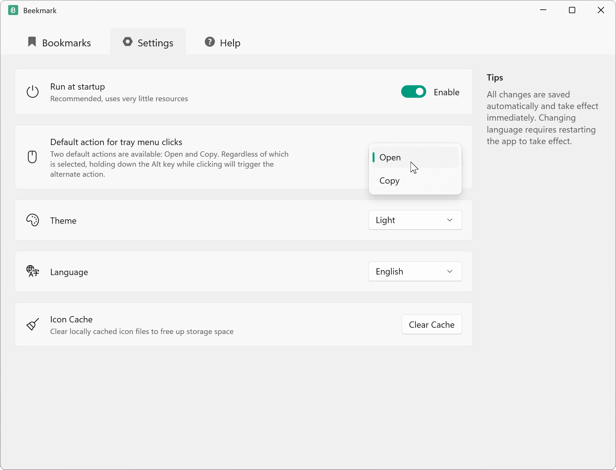 Settings Page