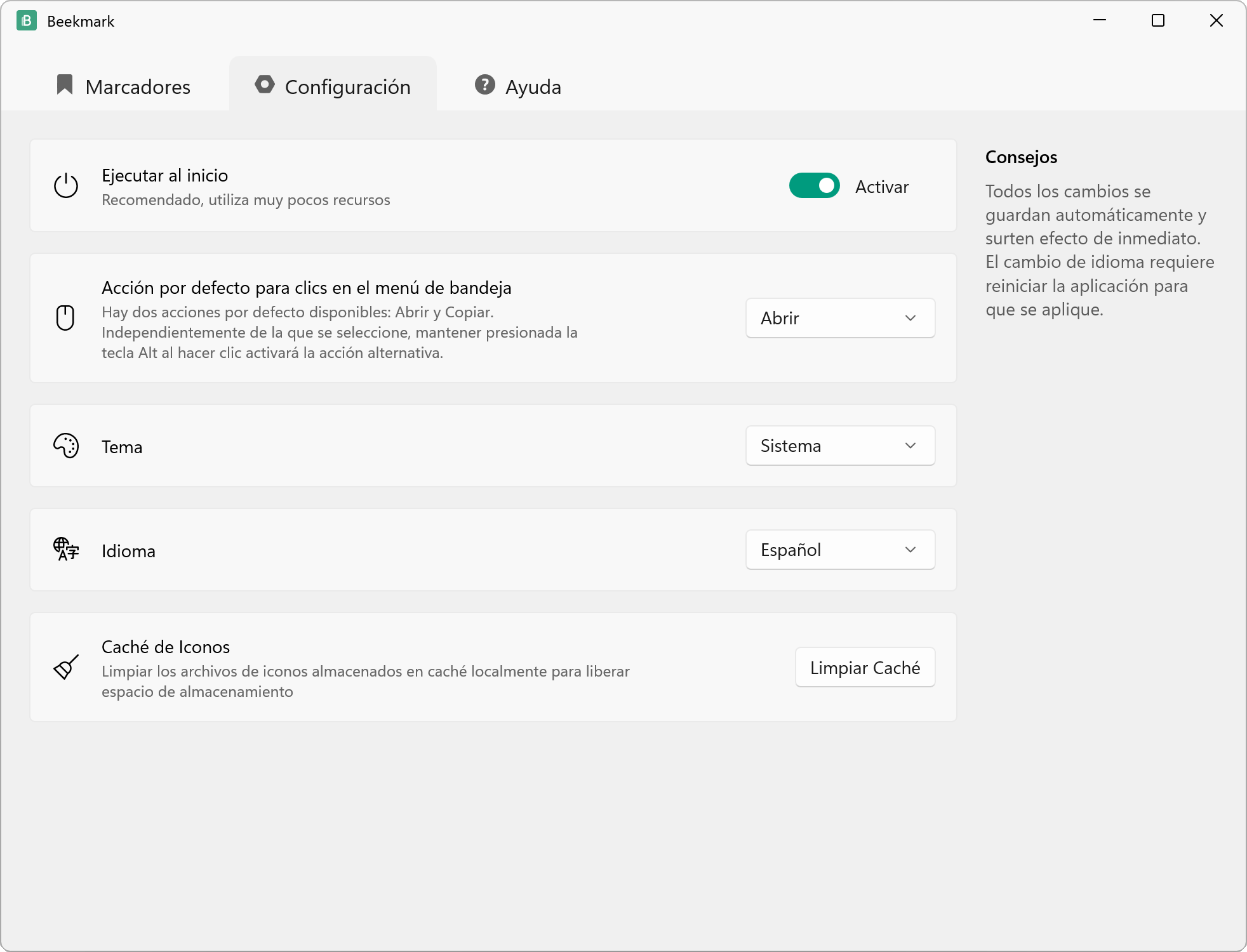 Página de Configuración