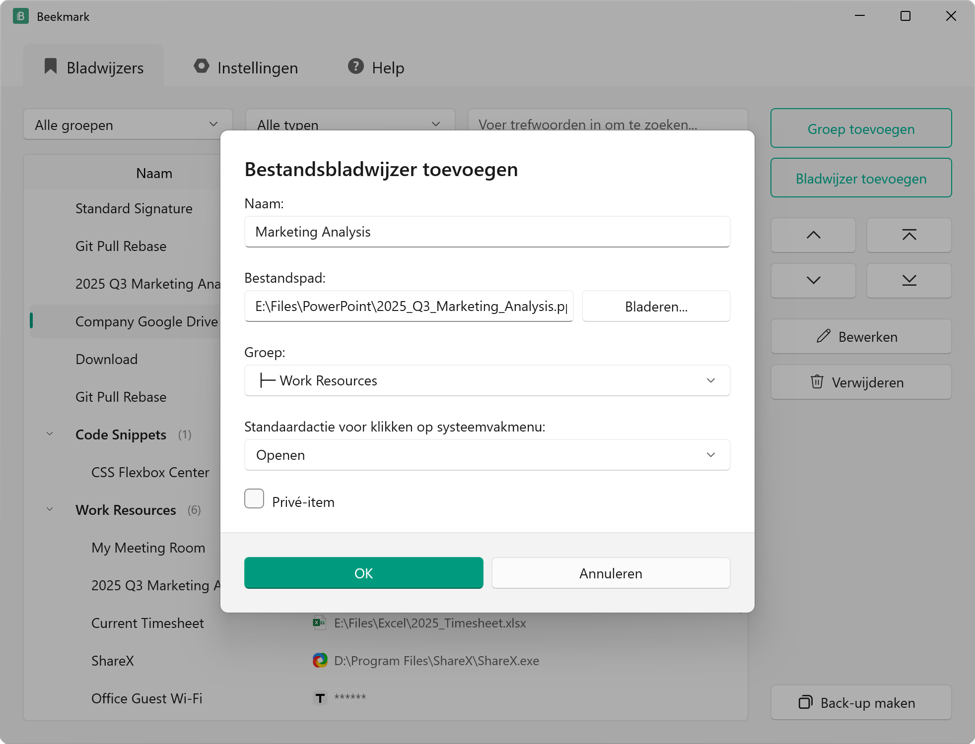 Bestand Bladwijzer Toevoegen