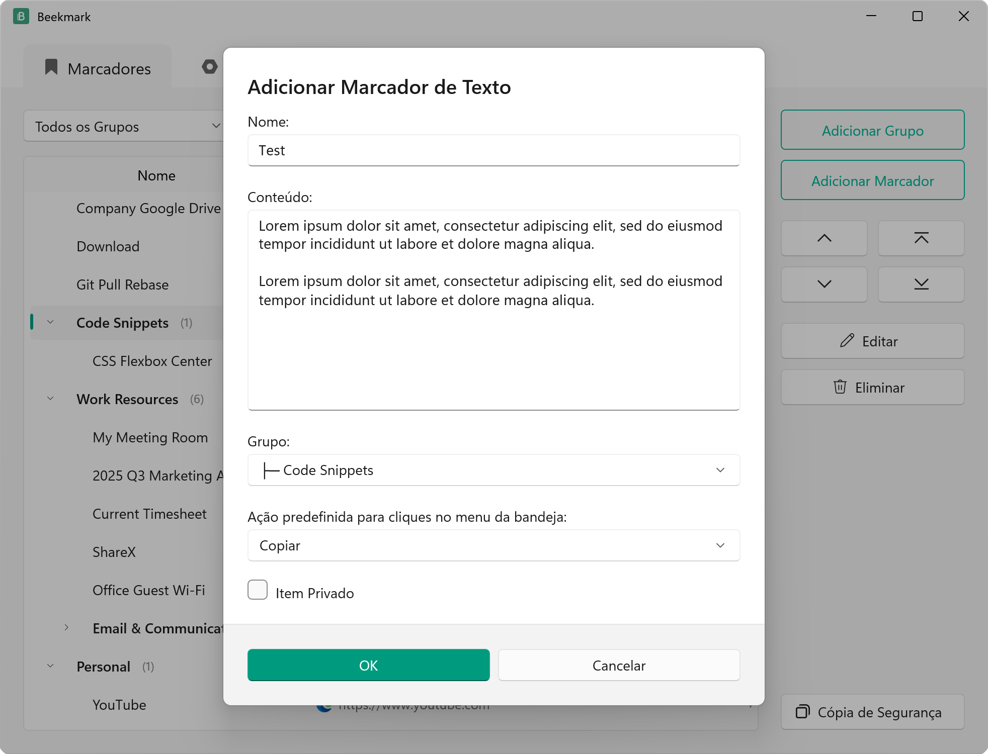 Adicionar Marcador de Texto