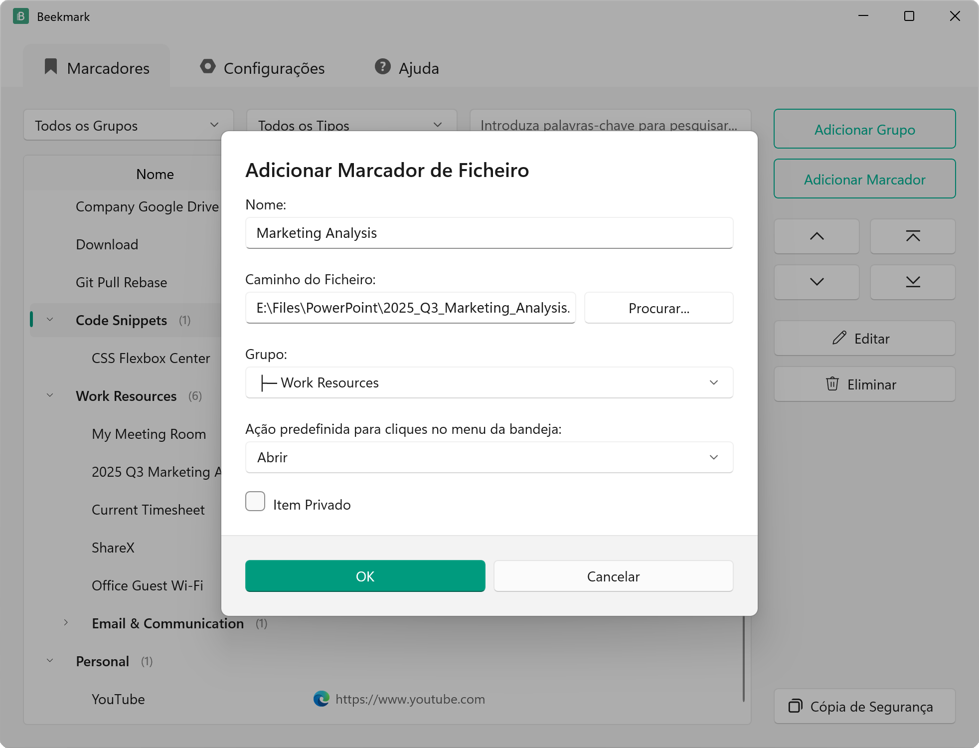 Adicionar Marcador de Arquivo
