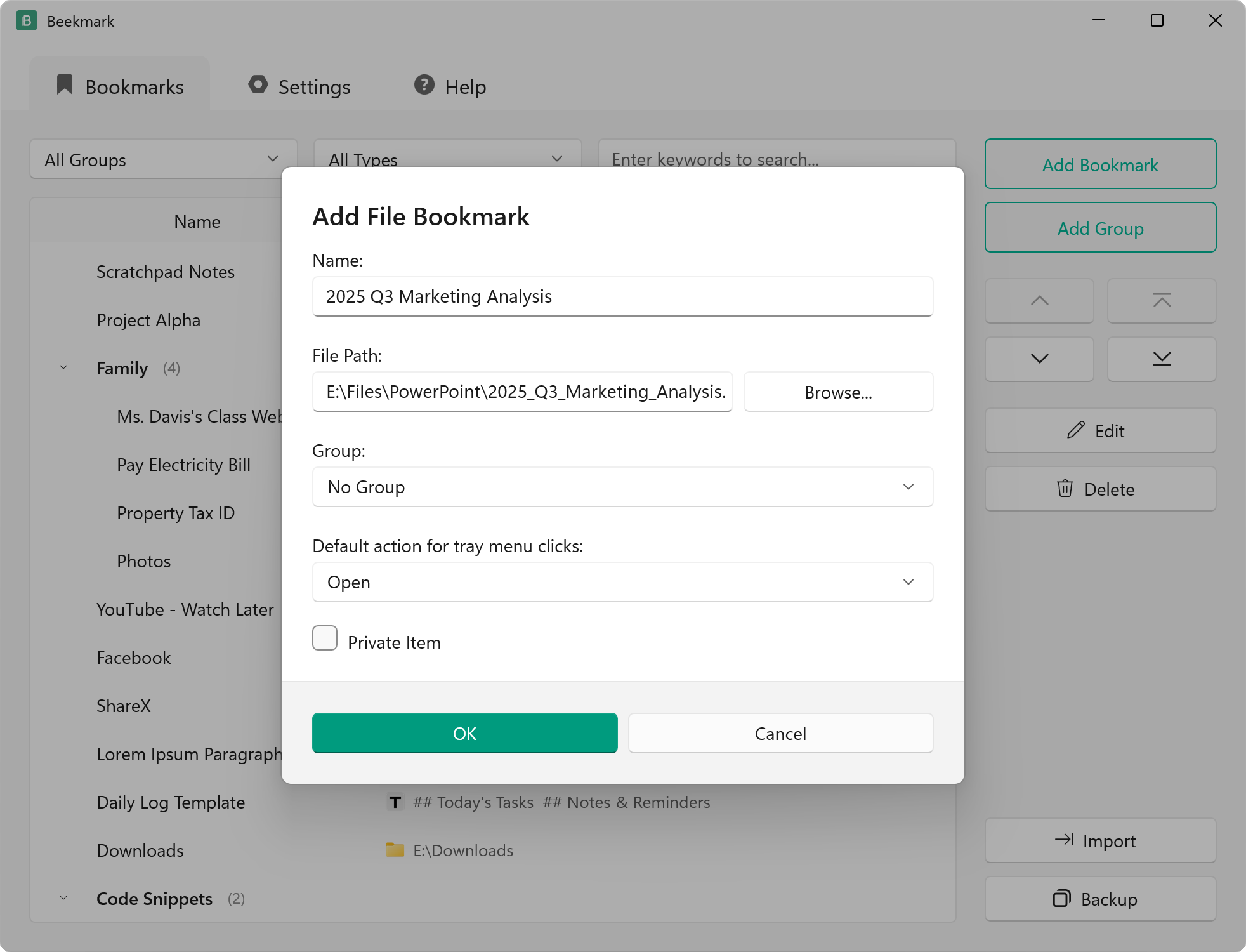 Add File Bookmark