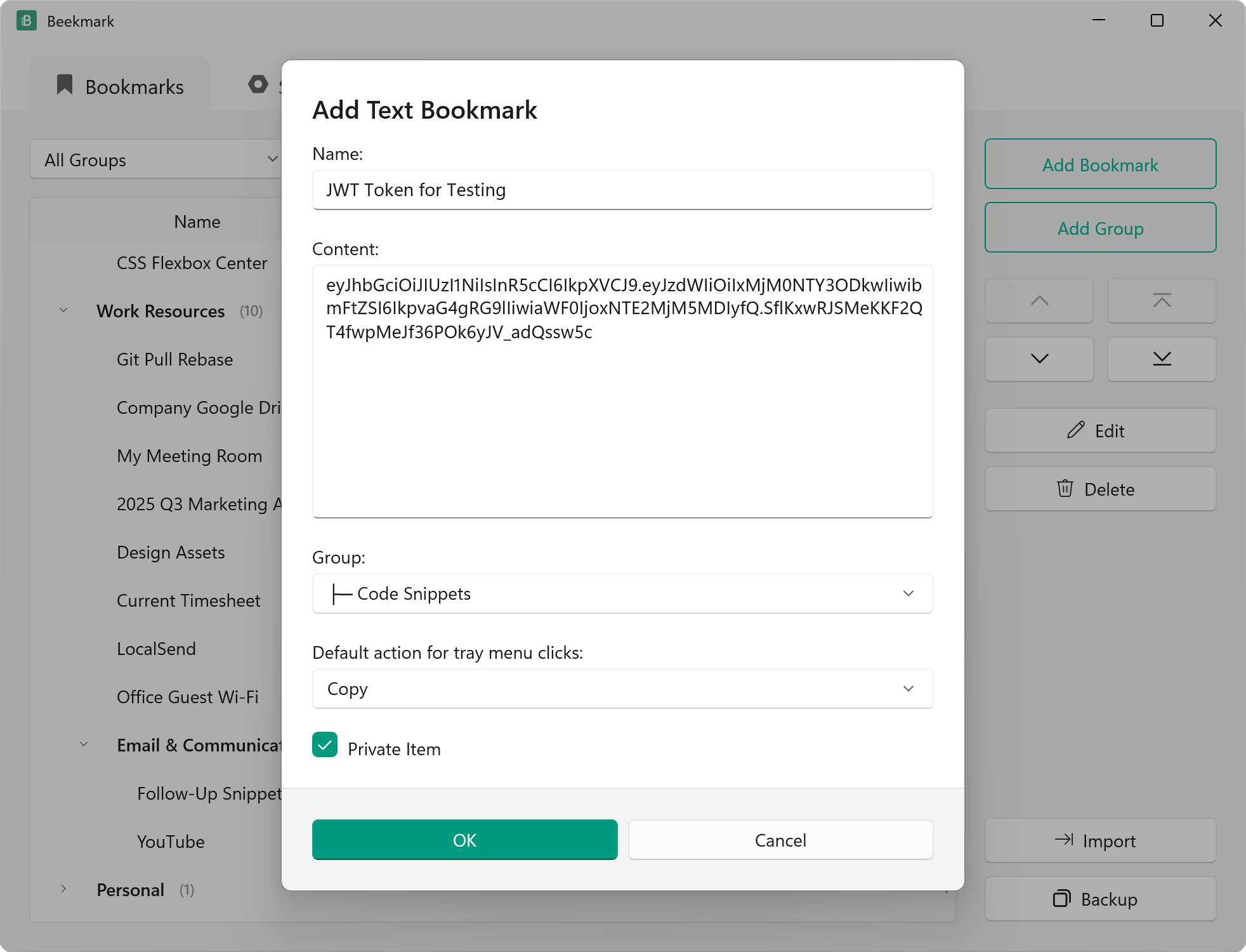 Add Text Bookmark