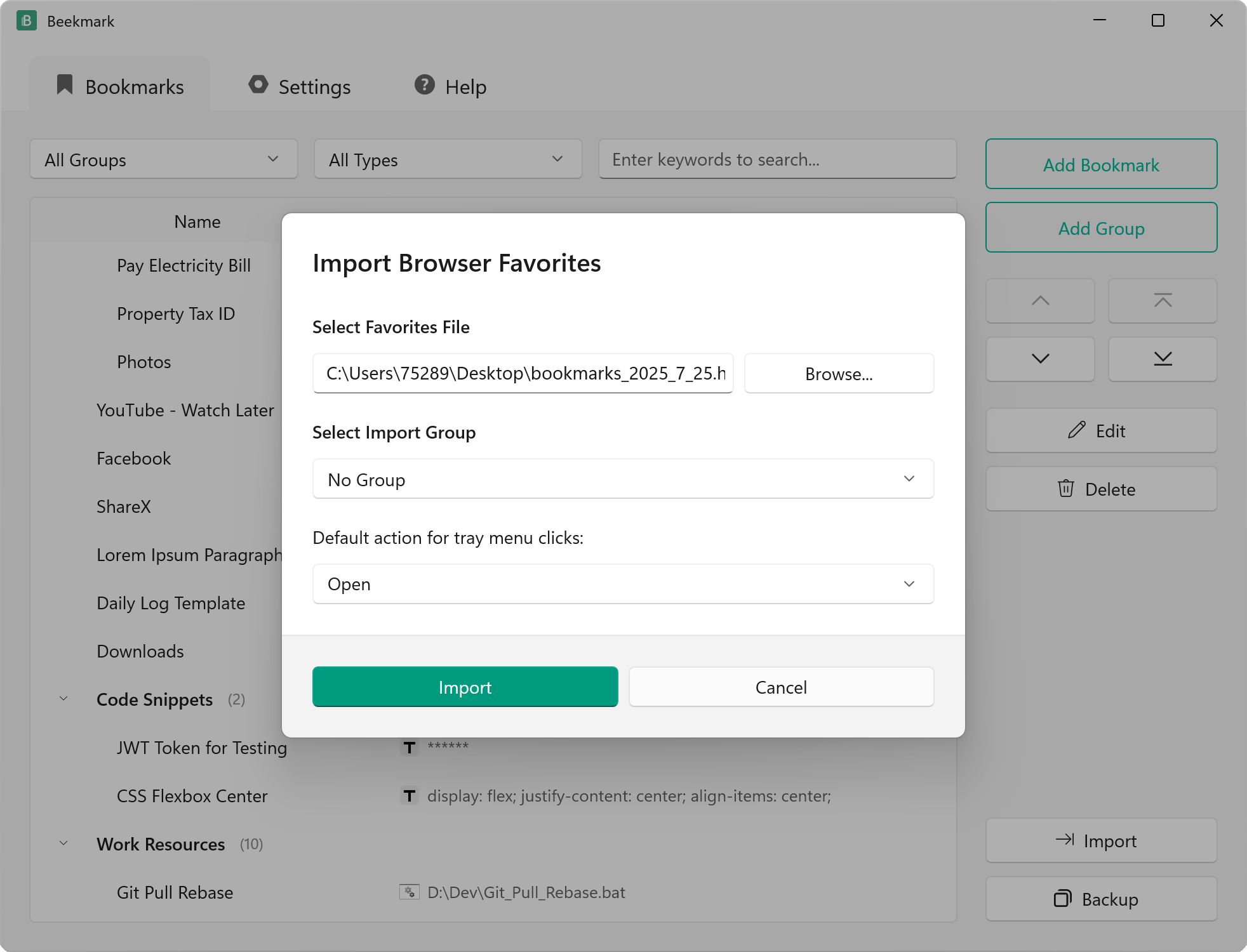 Import Browser Favorites